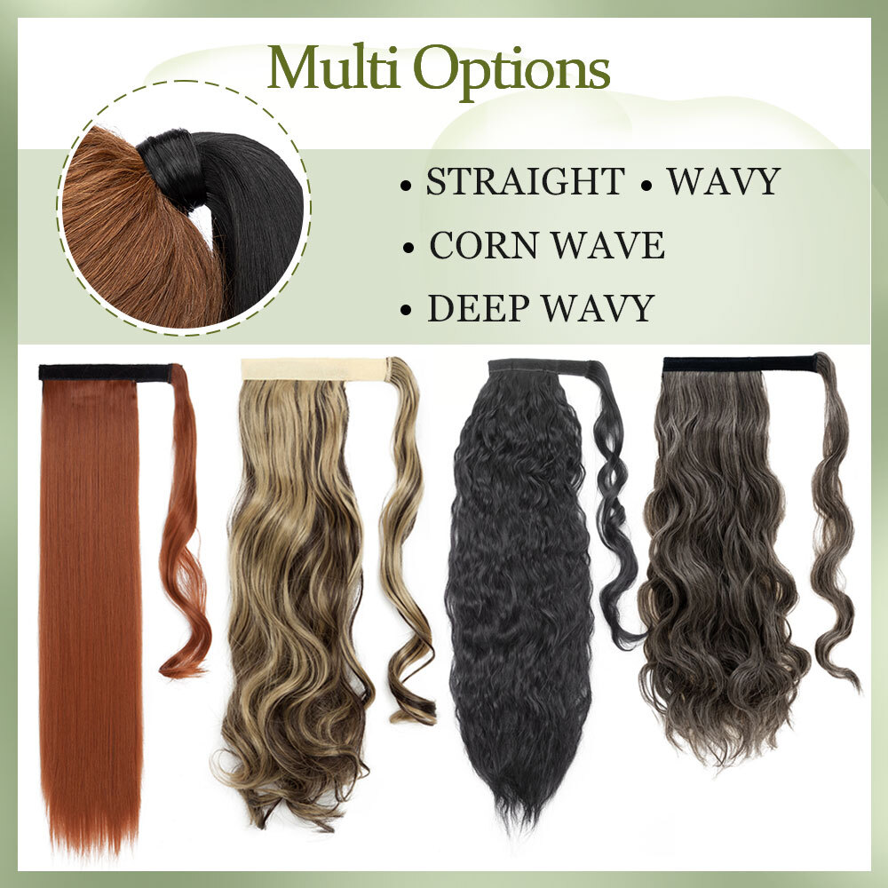 Long/Short Wrap Around Ponytail 100% Natural Clip in Pony Tail Hair Extensions