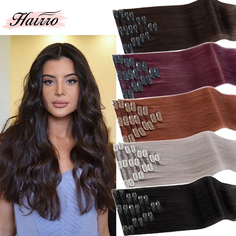 9A Clip In Human Hair Extensions 100% Remy Soft Hairpiece Full Head Double Drawn