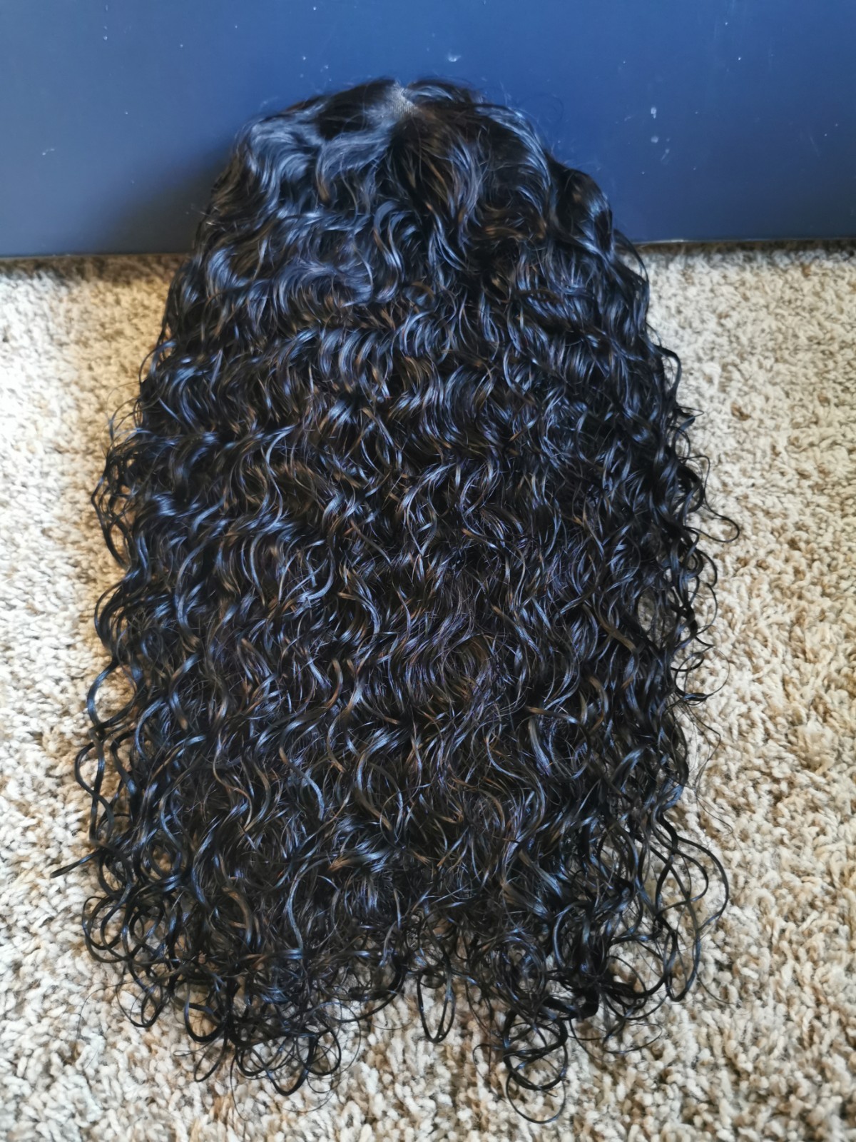 New 16″ Ashimary Human Hair Invisi-Strap Water Wave 360 Lace Frontal Wig 1B