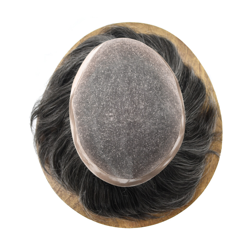 Mens Toupee Hairpiece Fine Mono Hair System Replacements Poly Skin Pu Mens Wigs