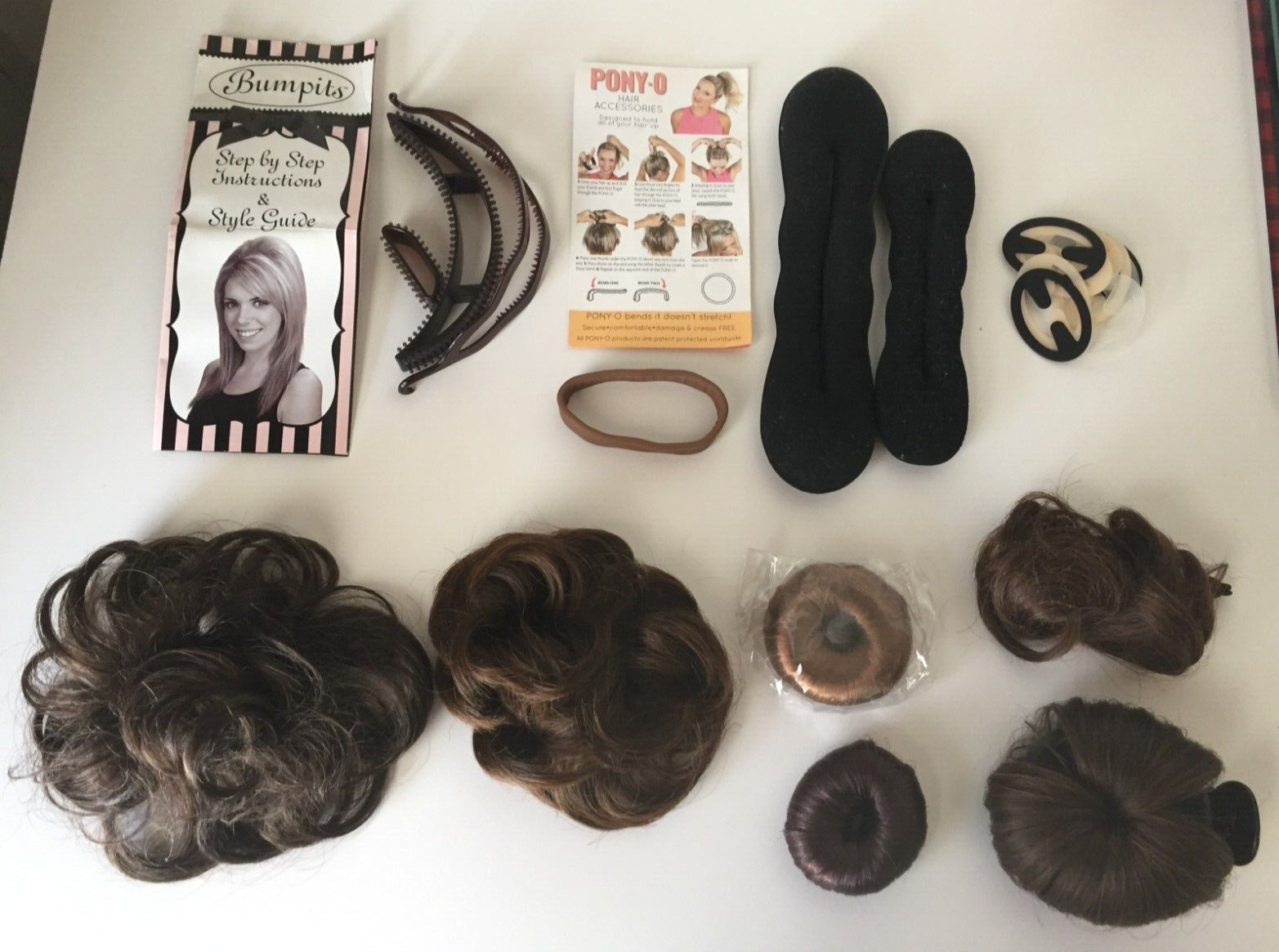 Assorted Hair Accessories Messy Bun Extention Clip-In Scrunchie Bump It Pony 2.0