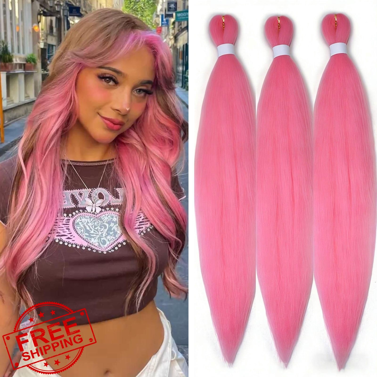 gaoleif Pink 26 Inch Braiding Hair