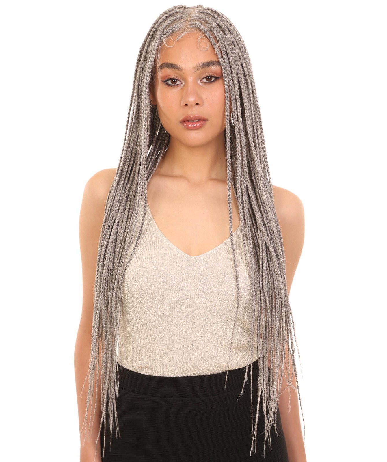 Ivy 31-inches Full Hand Tied Box Braid Style Lace Wig