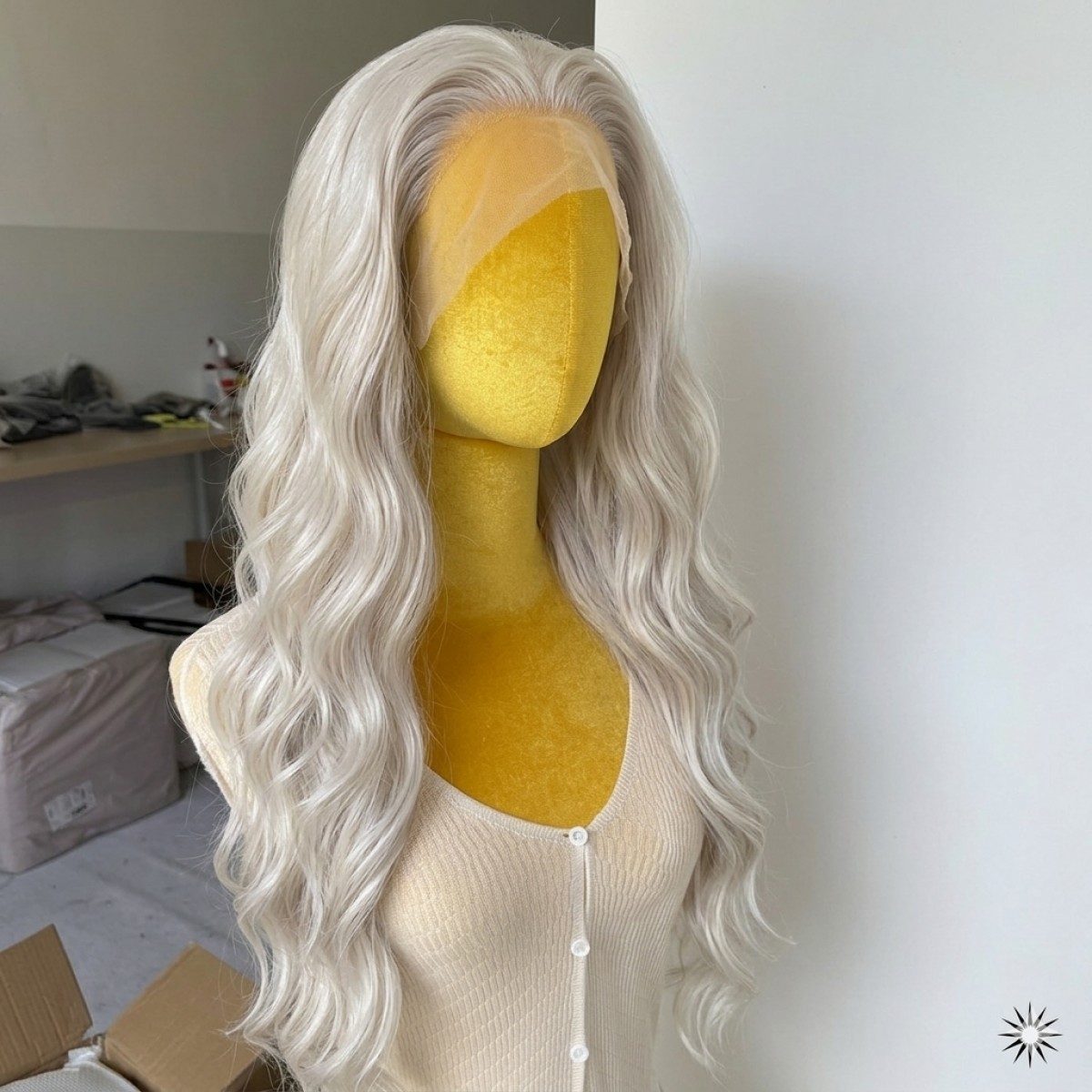 Platinum blonde Frontal Lace Wig Long Wavy Natural Heat Resistant Synthetic Hair