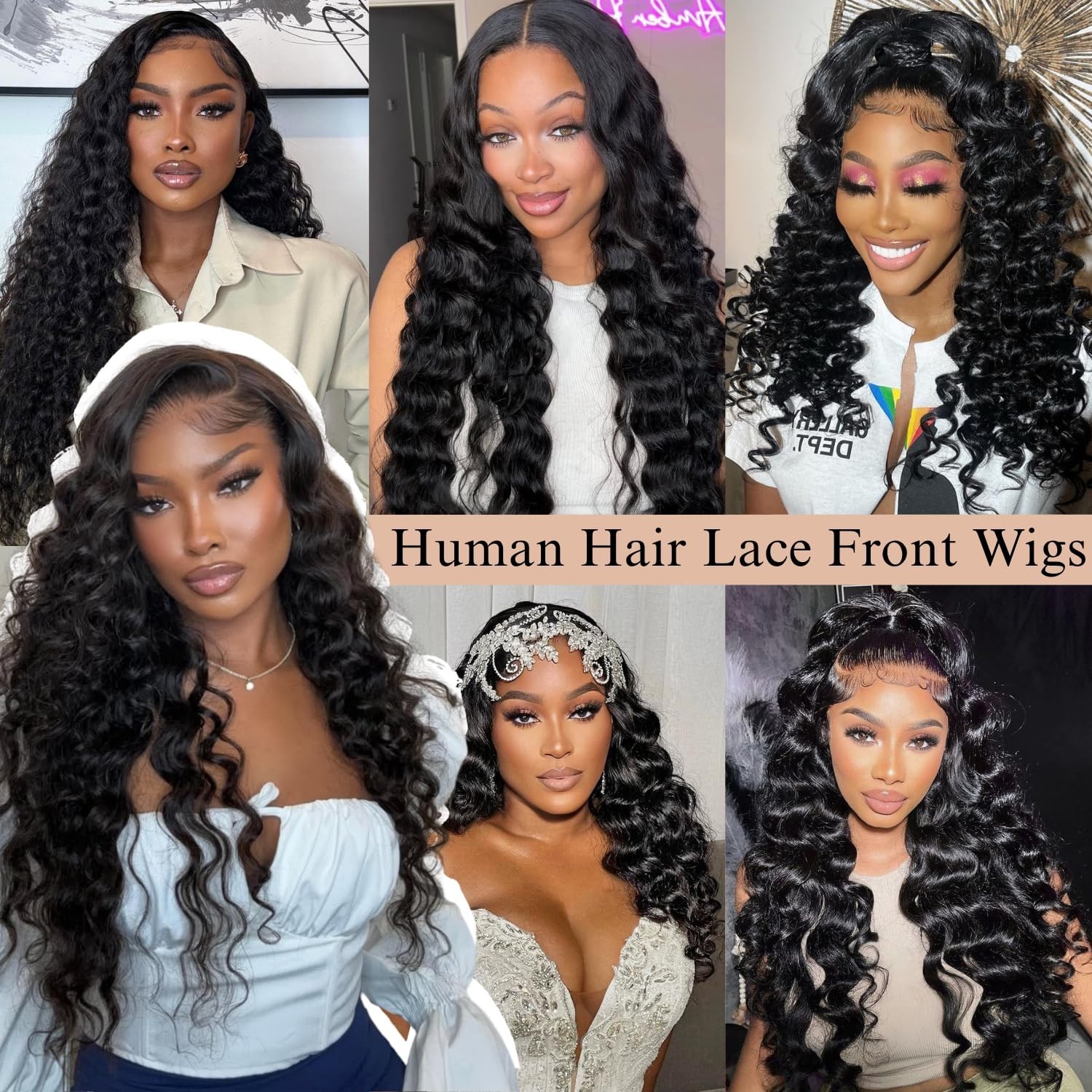 26 Inch Deep Wave Lace Front Wig – 200% Density, HD Lace, Glueless, Pre-Plucked,