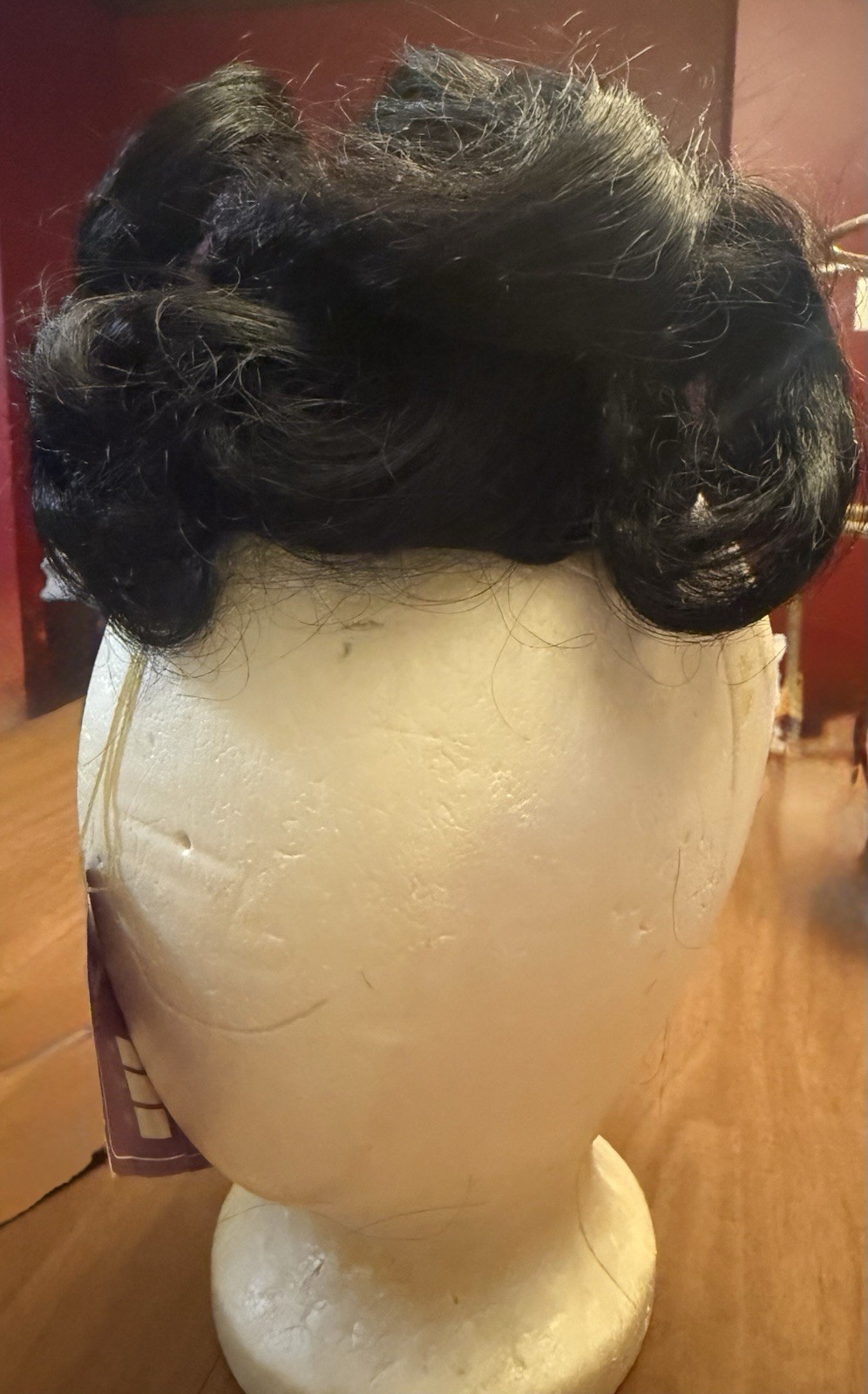 VTG Human Hair Piece/crown Bun Black Wavy New With Tags 70’s