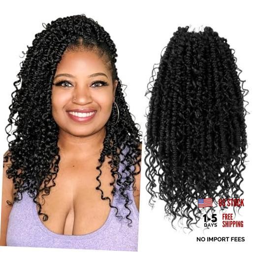 Boho Crochet Passion Twist Hair Pre looped, 12 Inch (Pack of 8) Natural Black