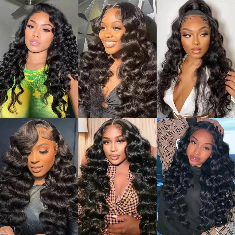 #1B Human Hair Bundles Loose Wave Bundles 14 16 18 Inch Unprocessed Brazilian…