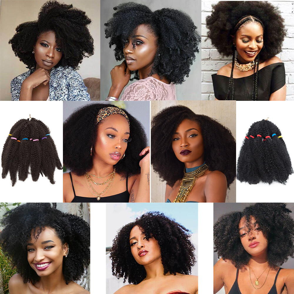 Afro Kinky Crochet Hair Crochet Marley Braids Hair Extension For Black Woman US