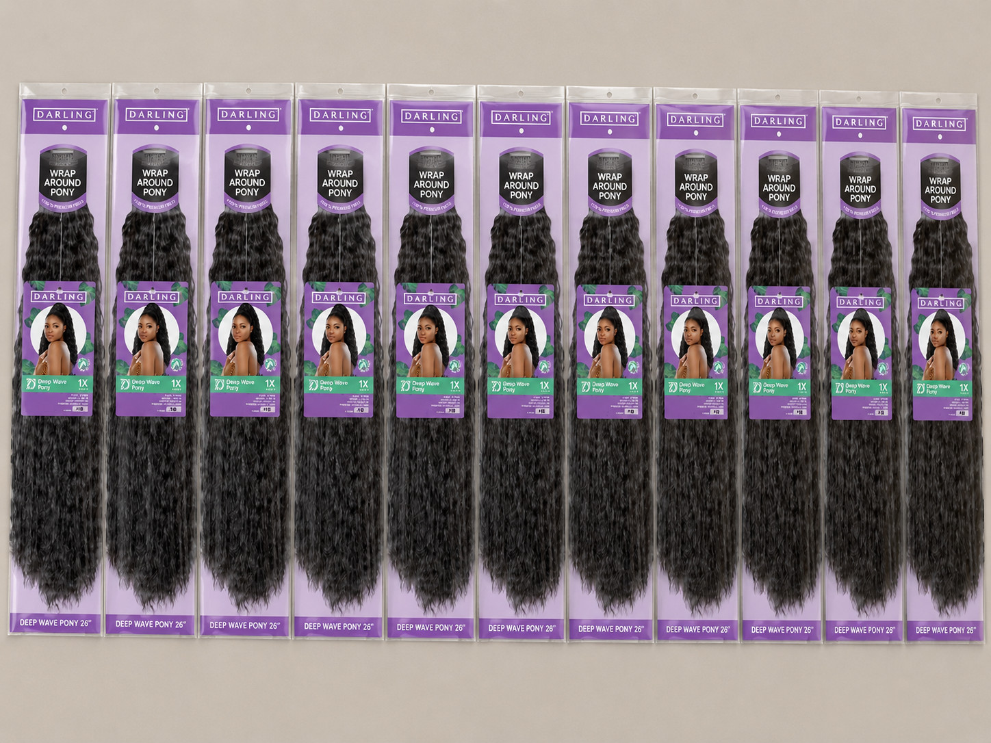 Darling Wrap Around Pony Deep Wave Pony 20inch #1B Black (BUNDLE OF 11)
