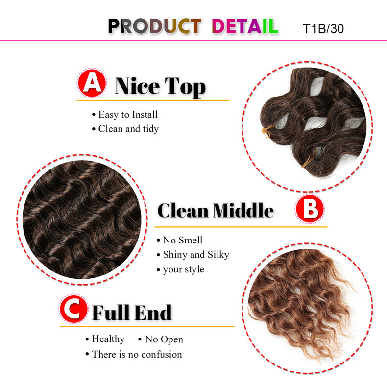 22″-28″ Deep Wave Twist Crochet Hair Afro Curls Ombre Braiding Hair Extensions