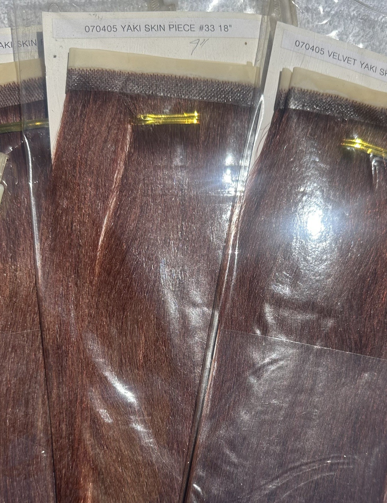 All 14 Pieces Yaki Skin Auburn Red/Brown 20”, 16” 100% Human Hair Extensions #32