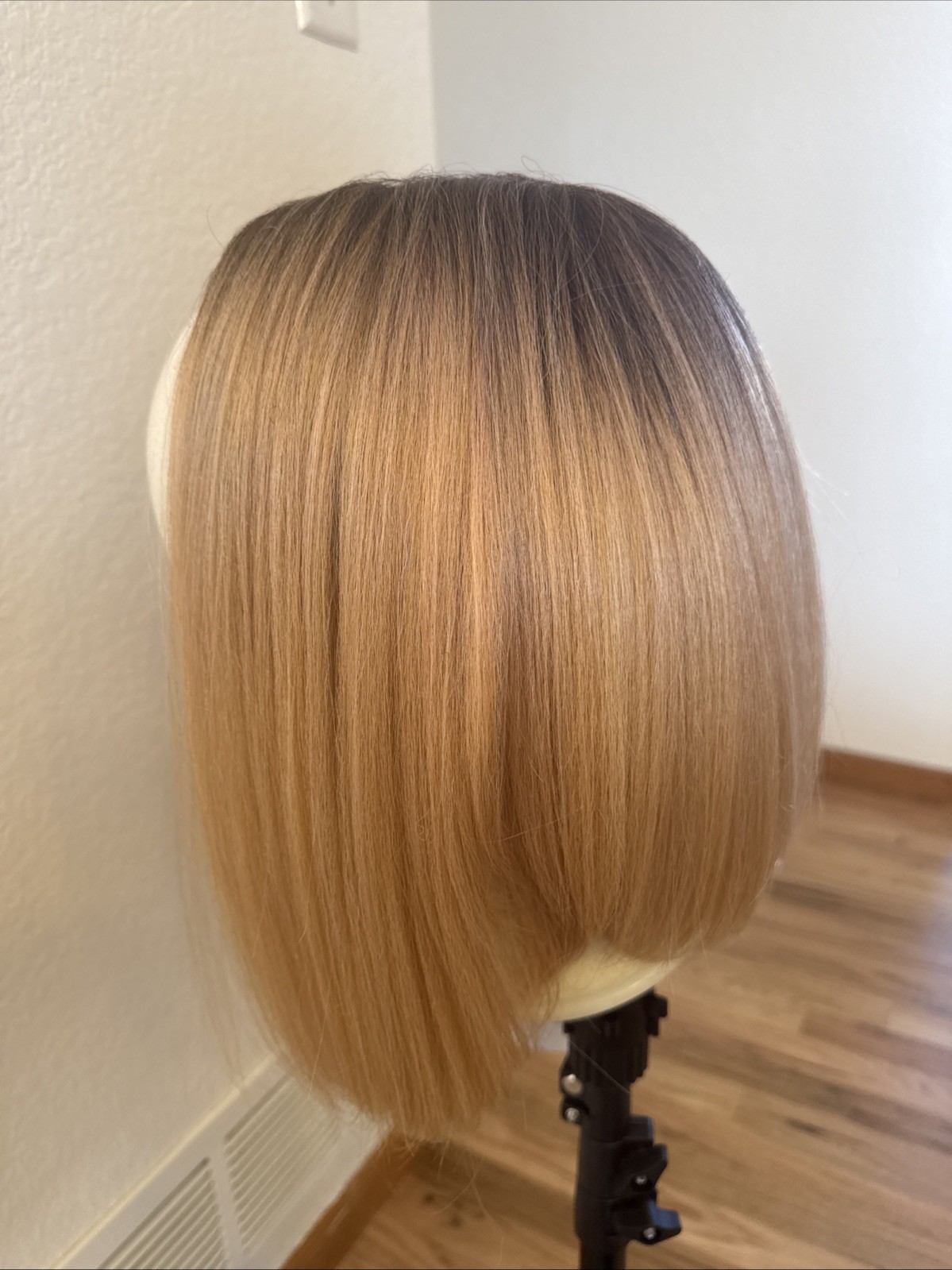 Human Hair Rooted Blonde Lace Front Wig Standard 13 Remy Touch Gold Pink
