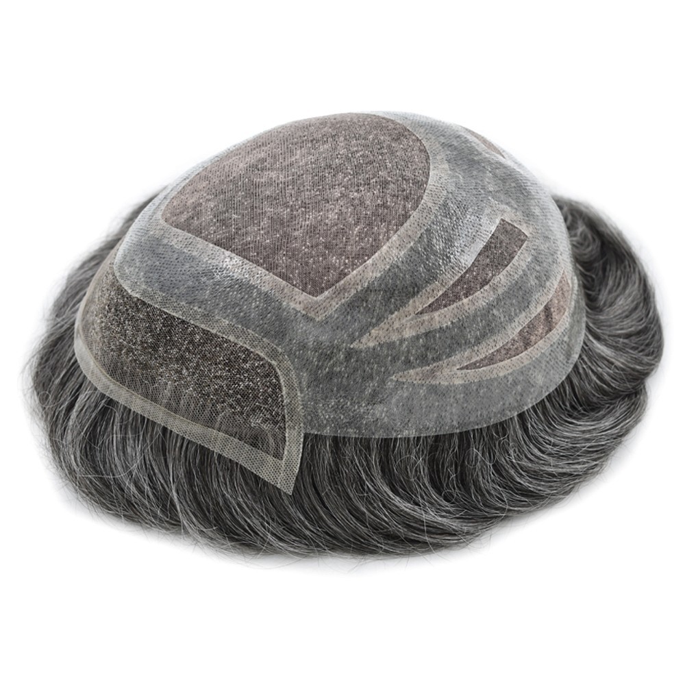 Mens Toupee French Lace Front Hairpiece Fine Mono Poly Skin Hair Systems Natural