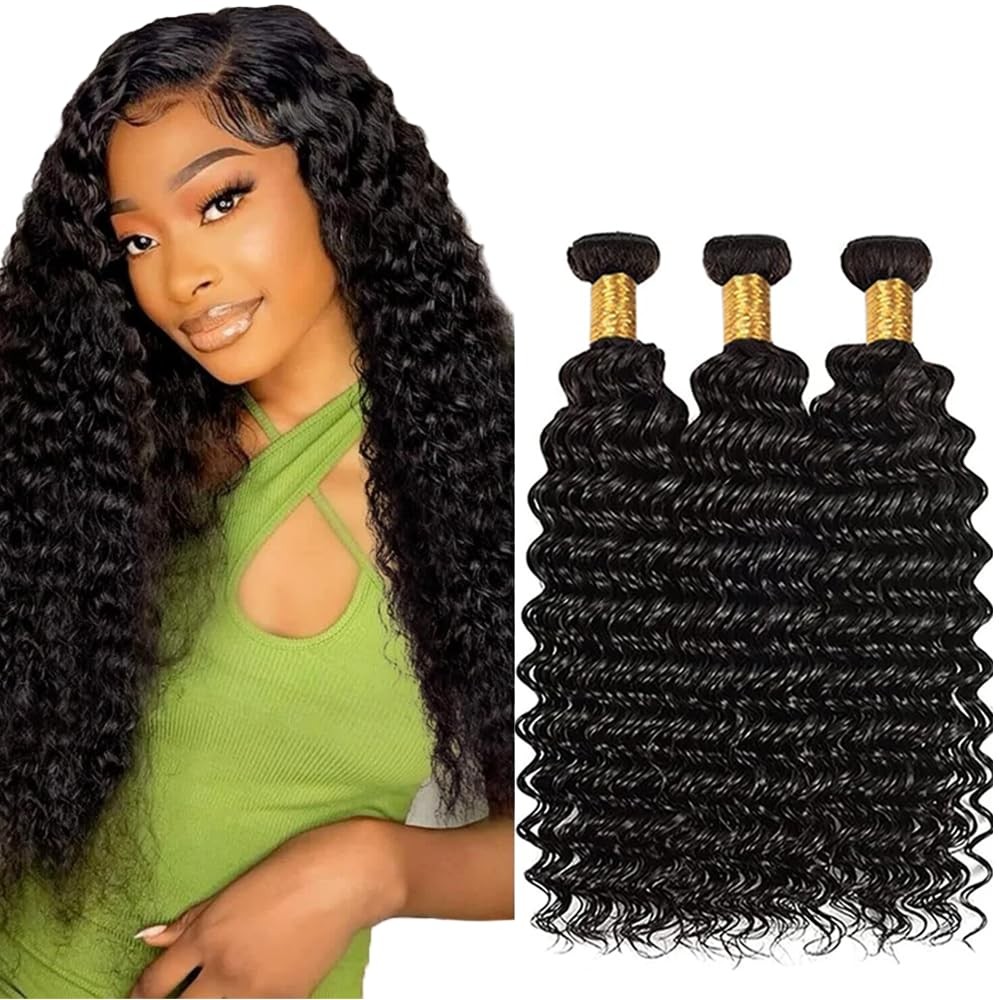 Loose Wave Deep Wave Bundles Human Hair Natural Black Color 14 14 14 Inch Brazil