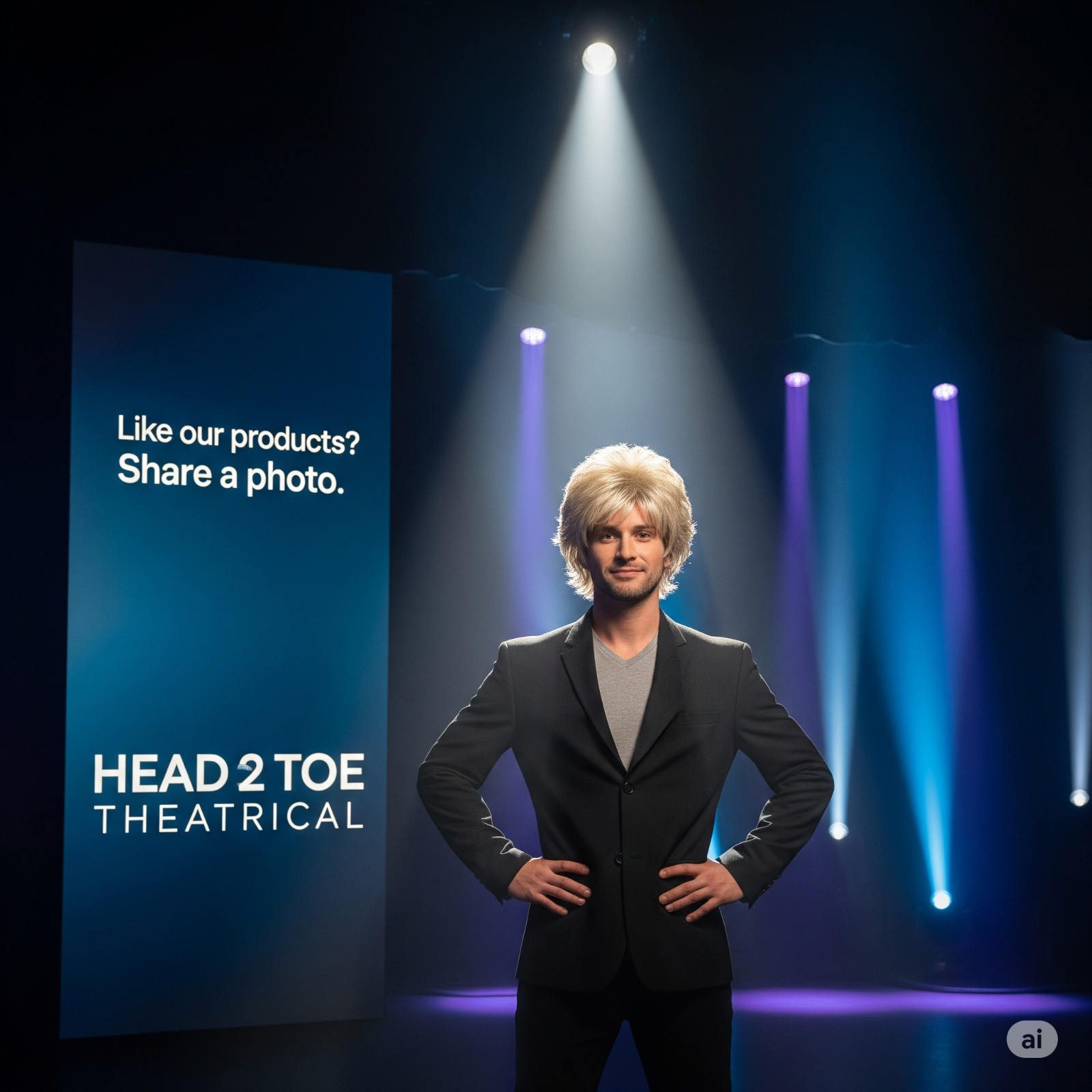 Sallcks Man Blonde Short Fluffy Layered Wig natural synthetic stage performance