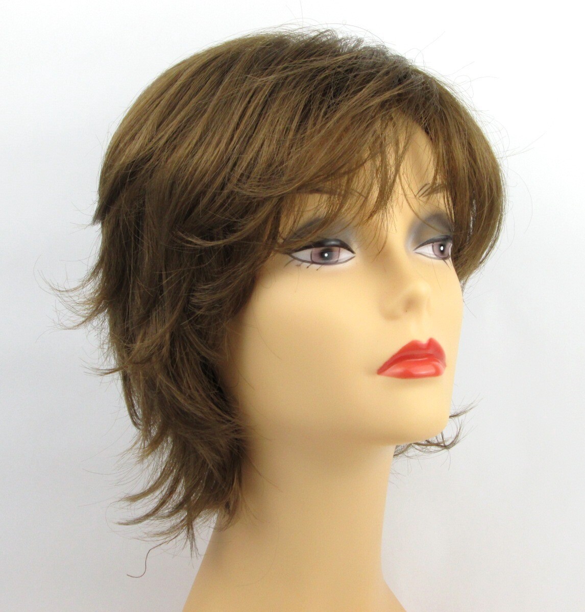 WOMENS SHORT STRAIGHT HAIR SHAG STYLE WIG W/ LOTS OF LAYERS & WISPY BANGS SWANNA