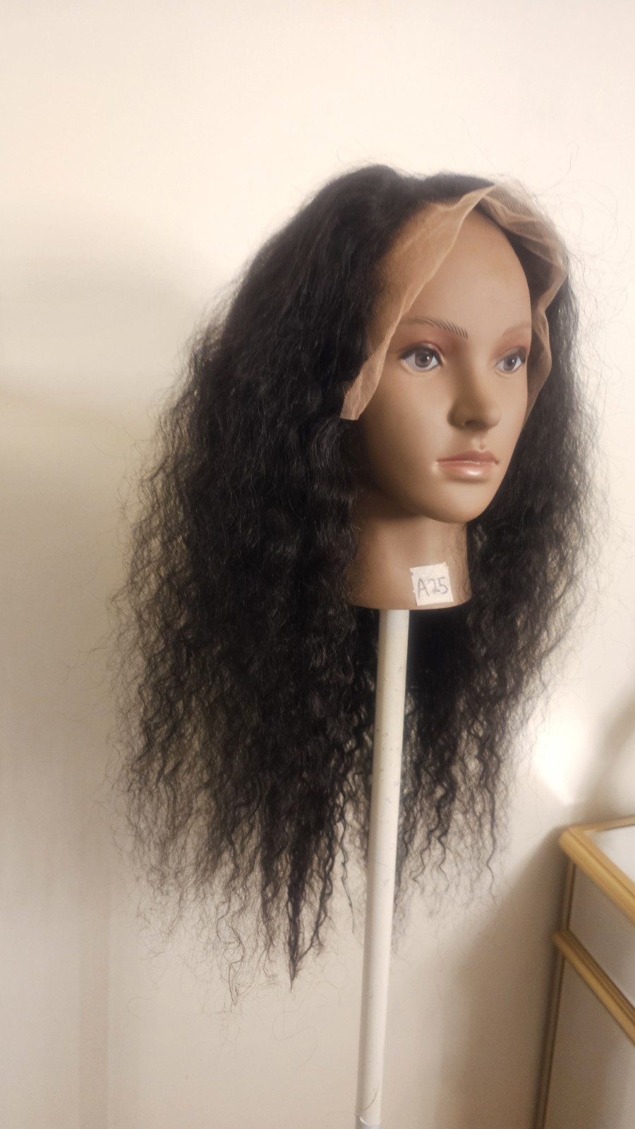 High Quality regular Top Black 24 to 26″ curly 100% Virgin Human Hair Lace Wig