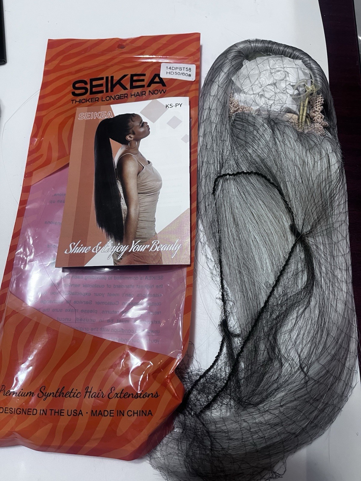 NEW SEIKEA Ponytail Extensions Drawstring Straight 14” Or 16 Grey Mist HD50/60