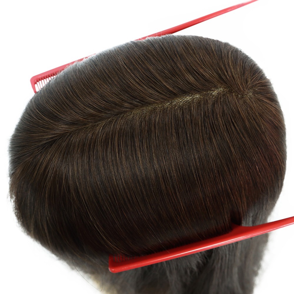 Women Topper Top Piece Wigs All Poly Skin Systems Brazilian Hai Remy Hair Pieces