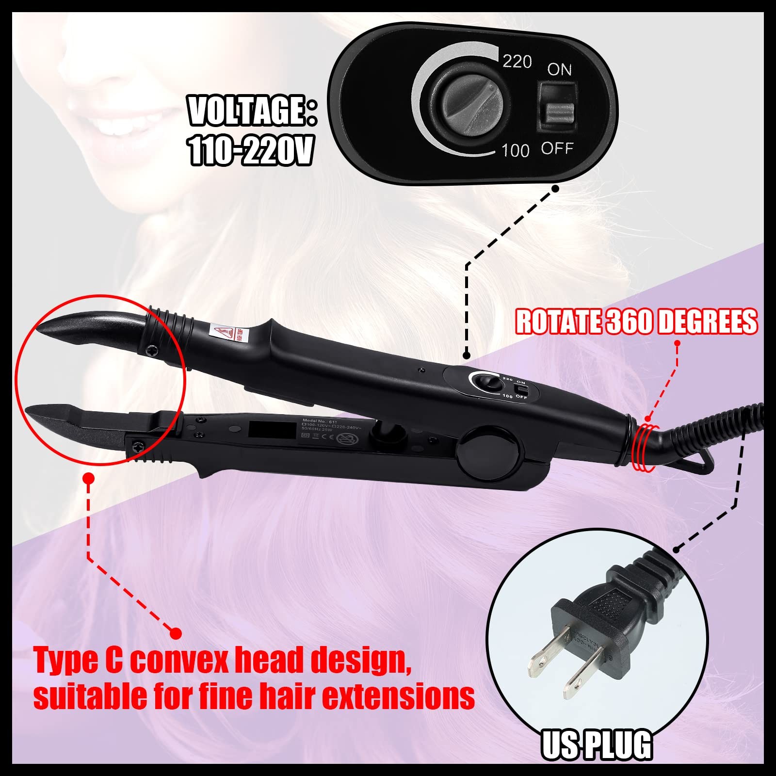 Keratin Hair Extension Kit Heat Iron, Keratin Glue Granules, Protector Templa…