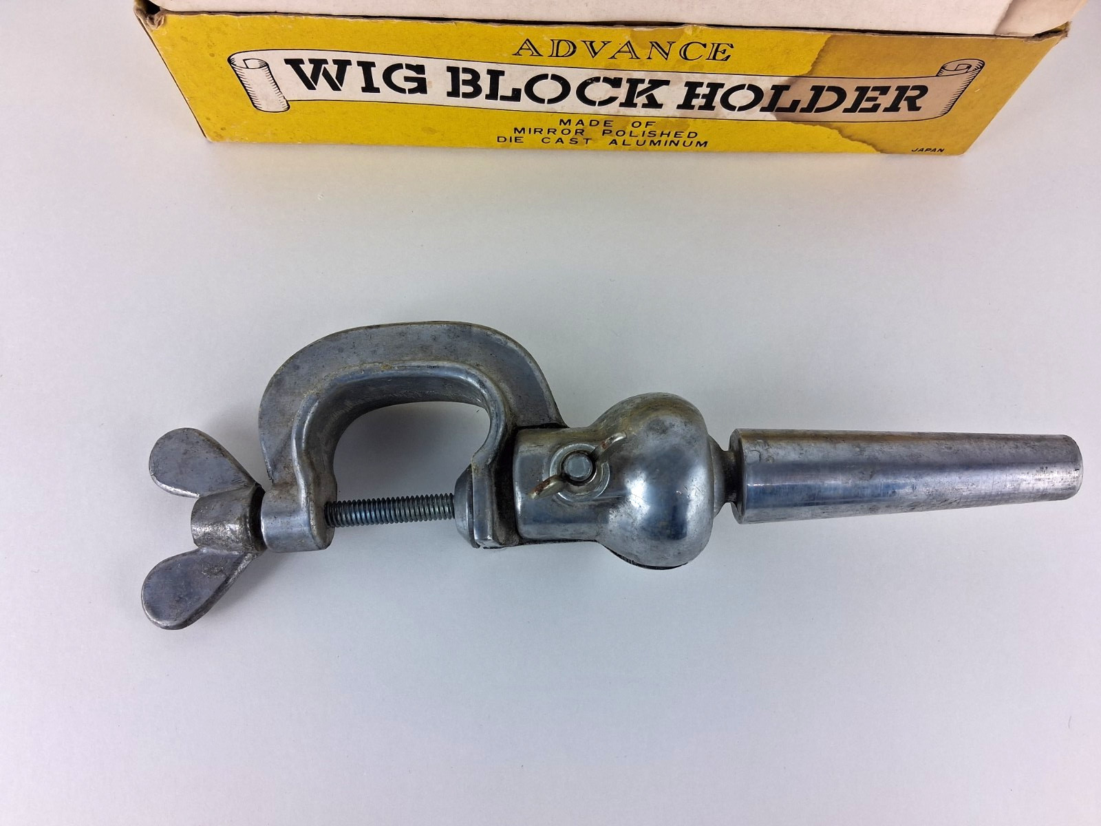 Vintage Advance Wig Block Holder Die Cast Aluminum Metal Mount Clamp