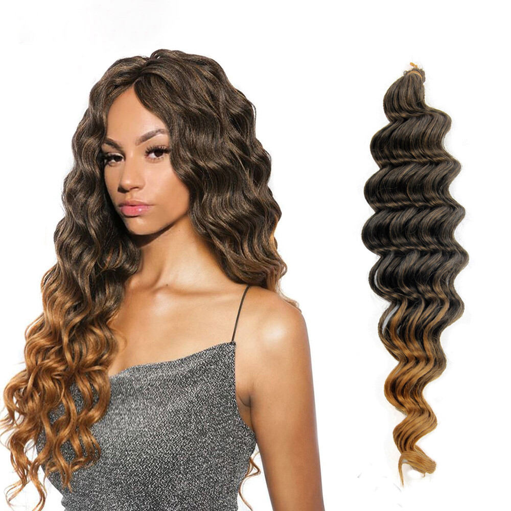 18″ Ocean Wave Crochet Hair Deep Wavy Braiding Hair Curly Crochet Hair Extension