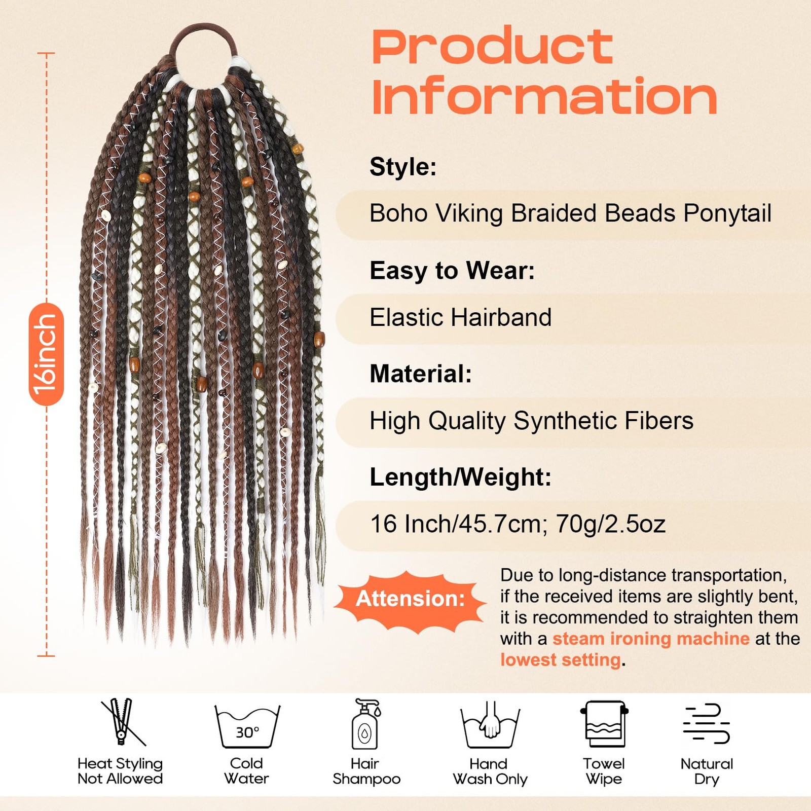 Seikea Boho Braided Ponytail Extension On Hair Tie 16 Full Volume Lightweight