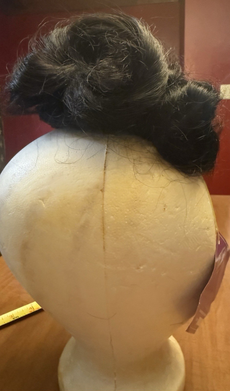VTG Human Hair Piece/crown Bun Black Wavy New With Tags 70’s
