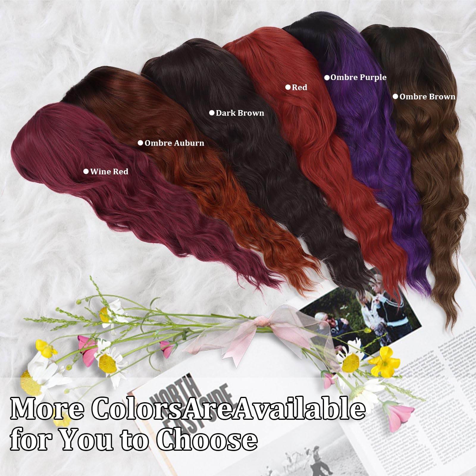 Purple Wig With Bangs Black and Purple Wigs for Women Long Curly Wavy Wig wit…