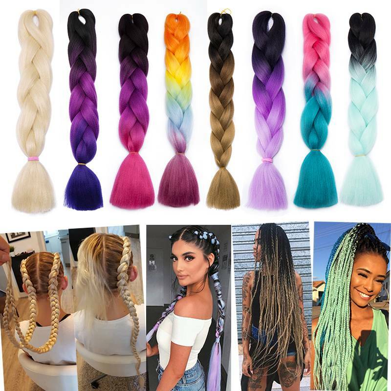 5Packs Synthetic Ombre Twist Box Braiding Jumbo Hair Extension For Human Rainbow