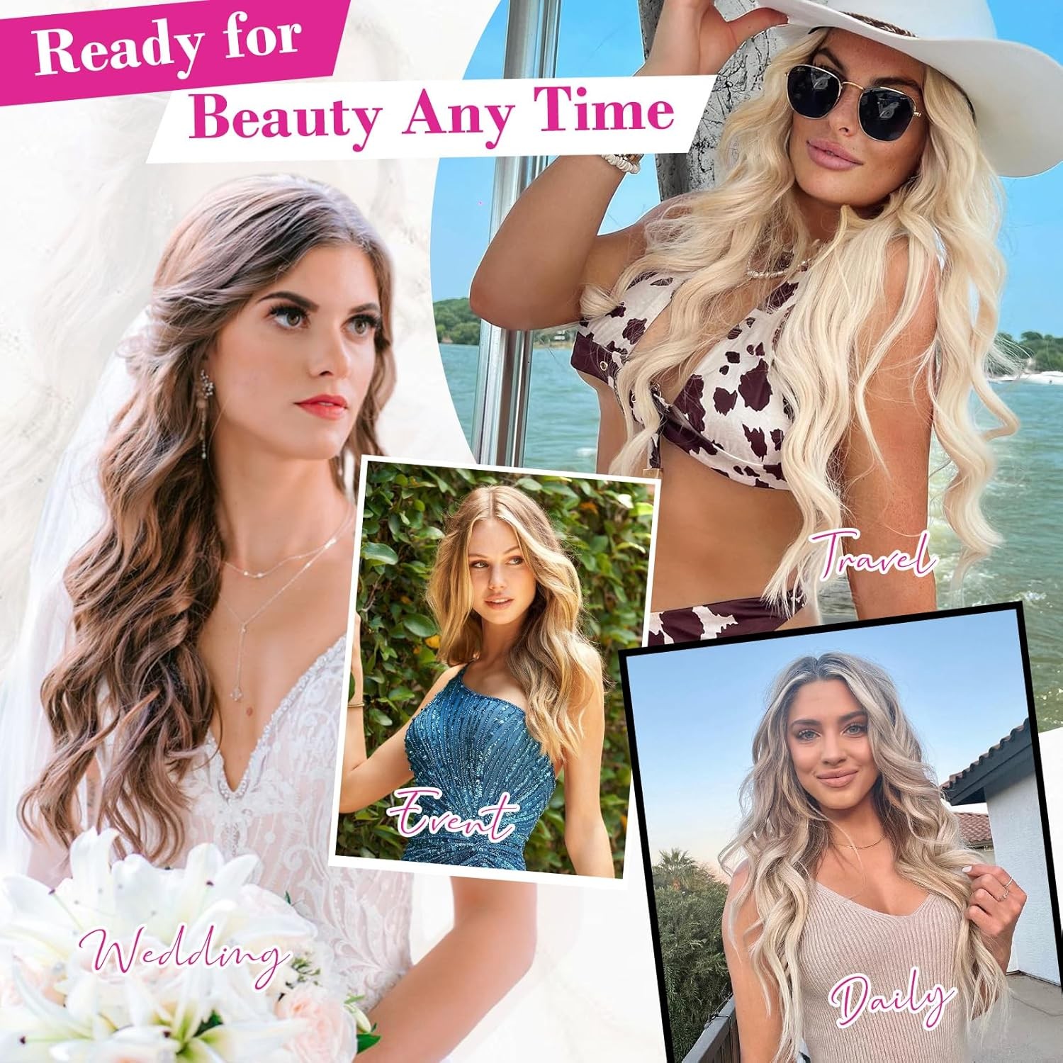 Blonde Hair Extensions, 20” One Piece Clip in Hair Extensions