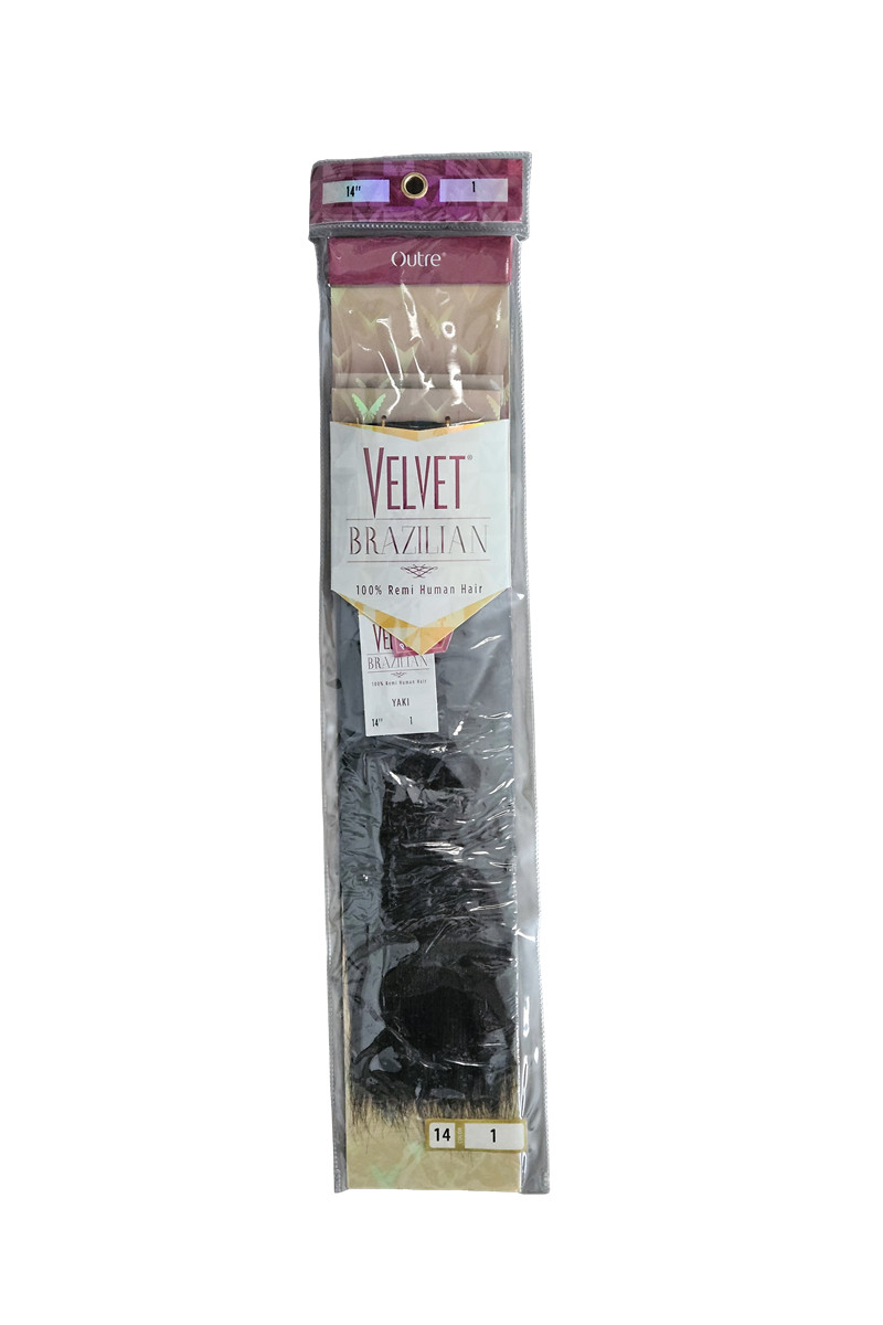 Outre Velvet Brazilian 100% Remi Human Hair Yaki 14 14″ Color 1