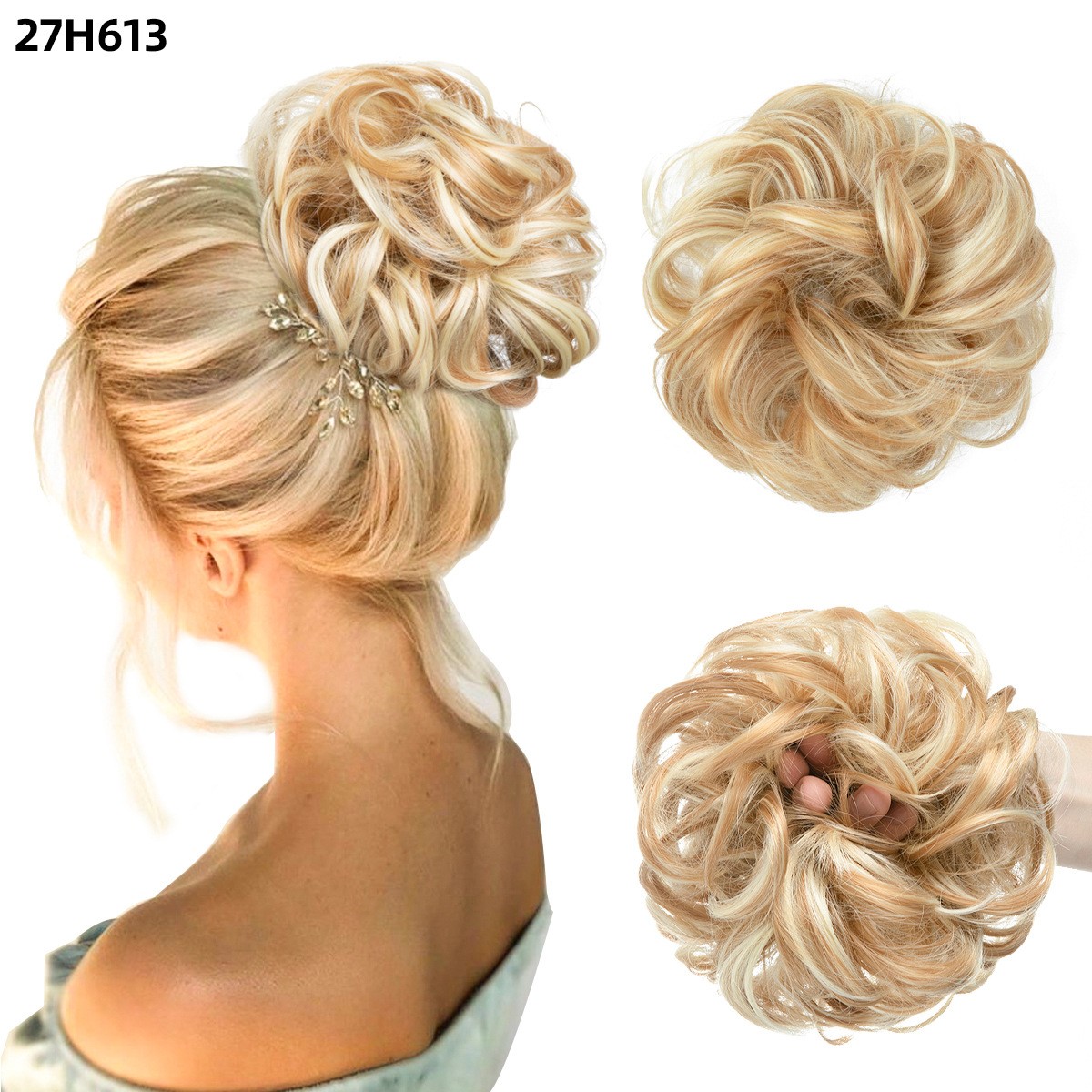2PCs Small Messy Bun Hair Pieces Women Synthetic Curly Mini Scrunchies Hairpiece