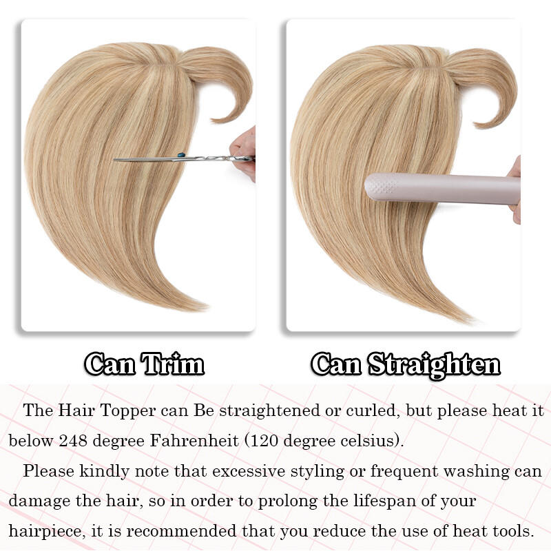 Clip In Top Real Human Remy Hair Topper Women Toupee Hairpiece Bangs Middle Part