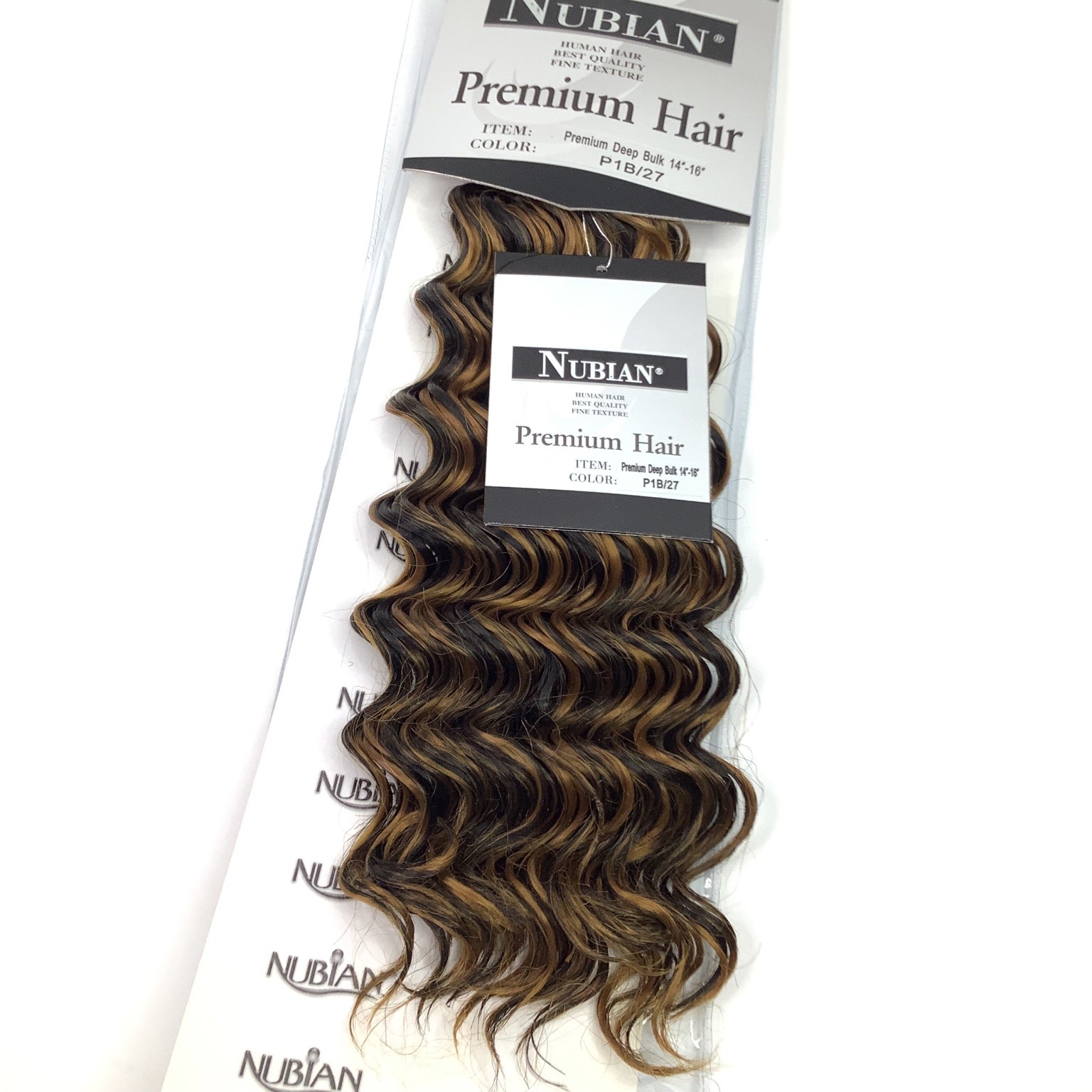 NUBIAN Premium Human Hair Extensions Deep Bulk 14-16″ Wavy P1B/27