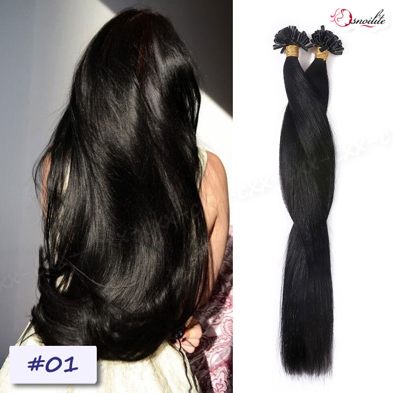 100G Pre Bonded Glue U Nail Tip Keratin Fusion Remy Human Hair Extensions 200PCS