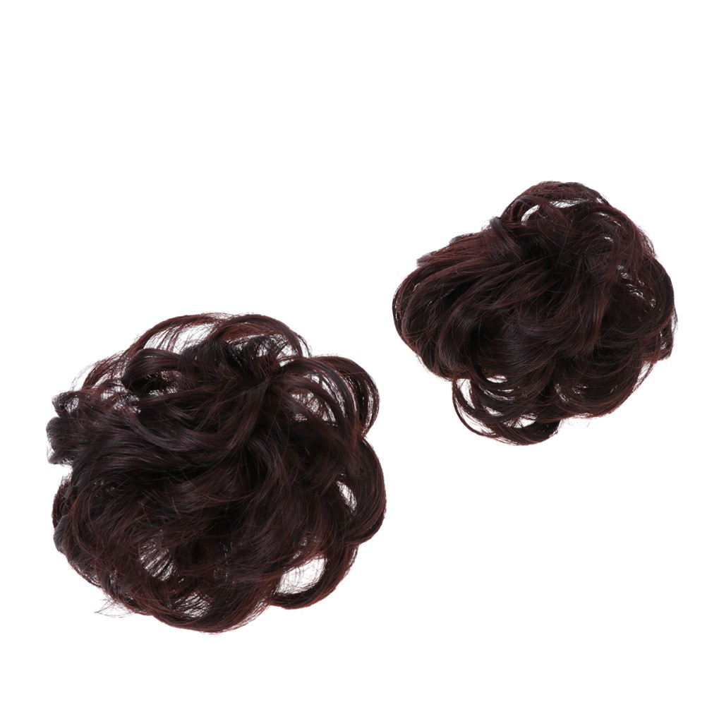 2Pcs Hair Chignon Wig Dark Brown Synthetic Hair Bun for Easy Elegant Hairstyling