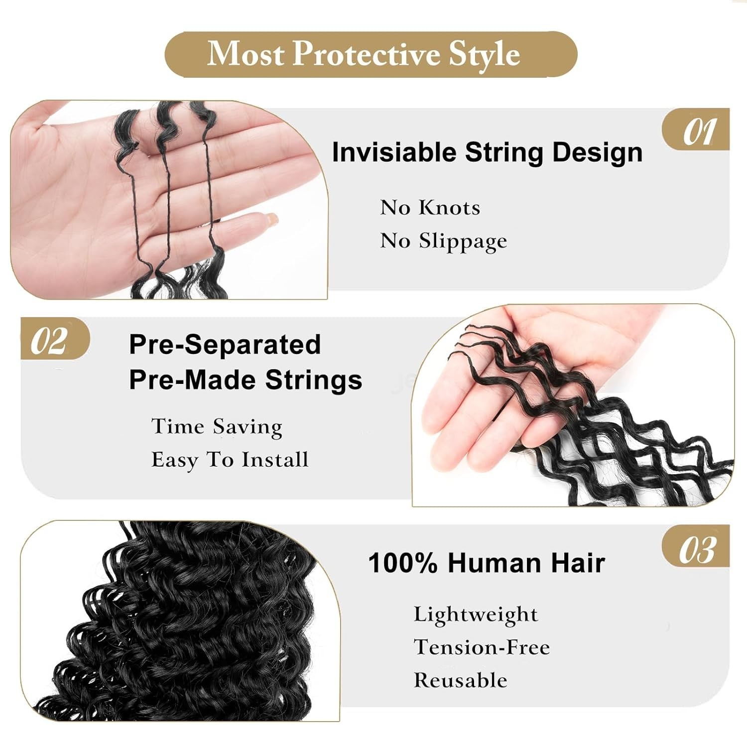 Human Crochet Hair Deep Wave hair extension Natural Color 50 grams Per Pack