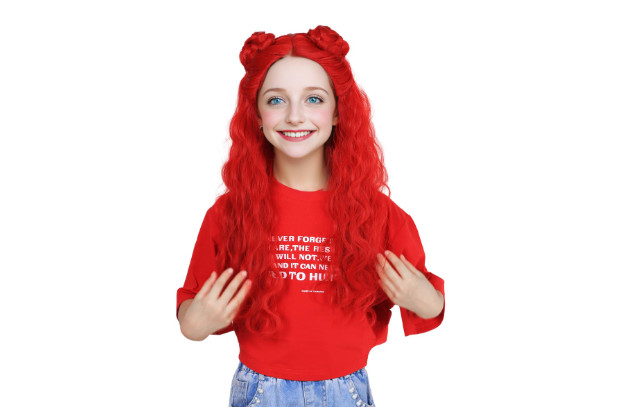 Long Cosplay Wig for Women Red Wavy High Temperature Fiber Wig Color Ground