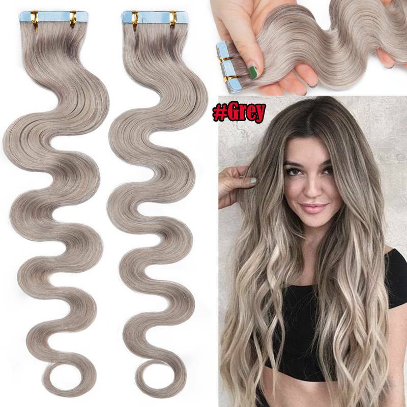 CLEARANCE Wavy Tape In 100% Real Human Hair Extensions Skin Weft Thick Full Head