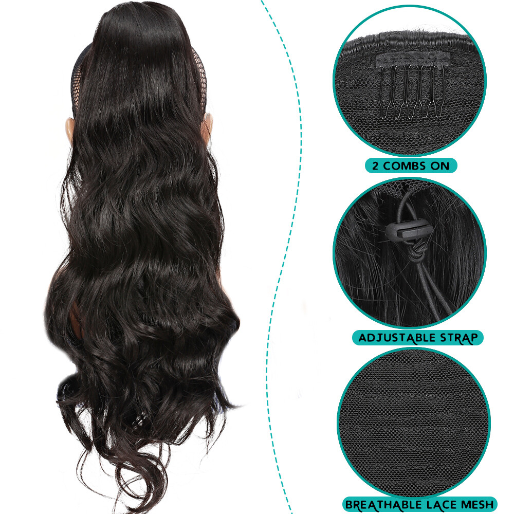 200g Real As Human Thick Drawstring Ponytail Clip In Hair Extension Pony Tail US
