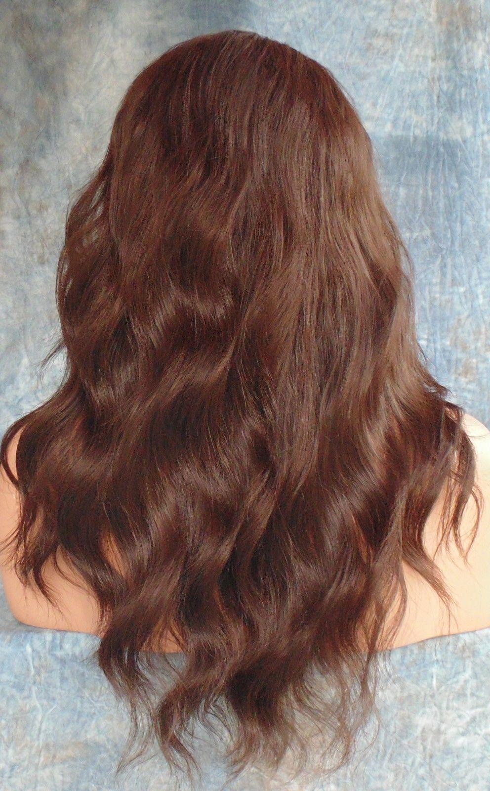 LACE FRONT HAND TIED EAR TO EAR LACE HEAT FRIENDLY #4 DK BROWN WIG US SELLER 250