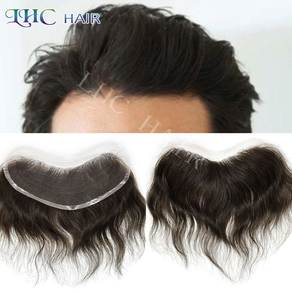 Mens Frontal Swiss Lace Hairpiece for Receding Hairline Natural Human Hair 4×18