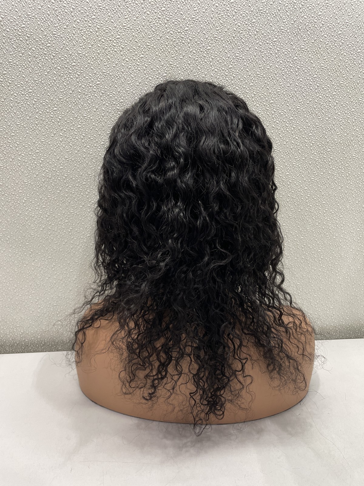 Natural Black Curly Human Hair Blend 13×4 Lace Front Wig, 16″