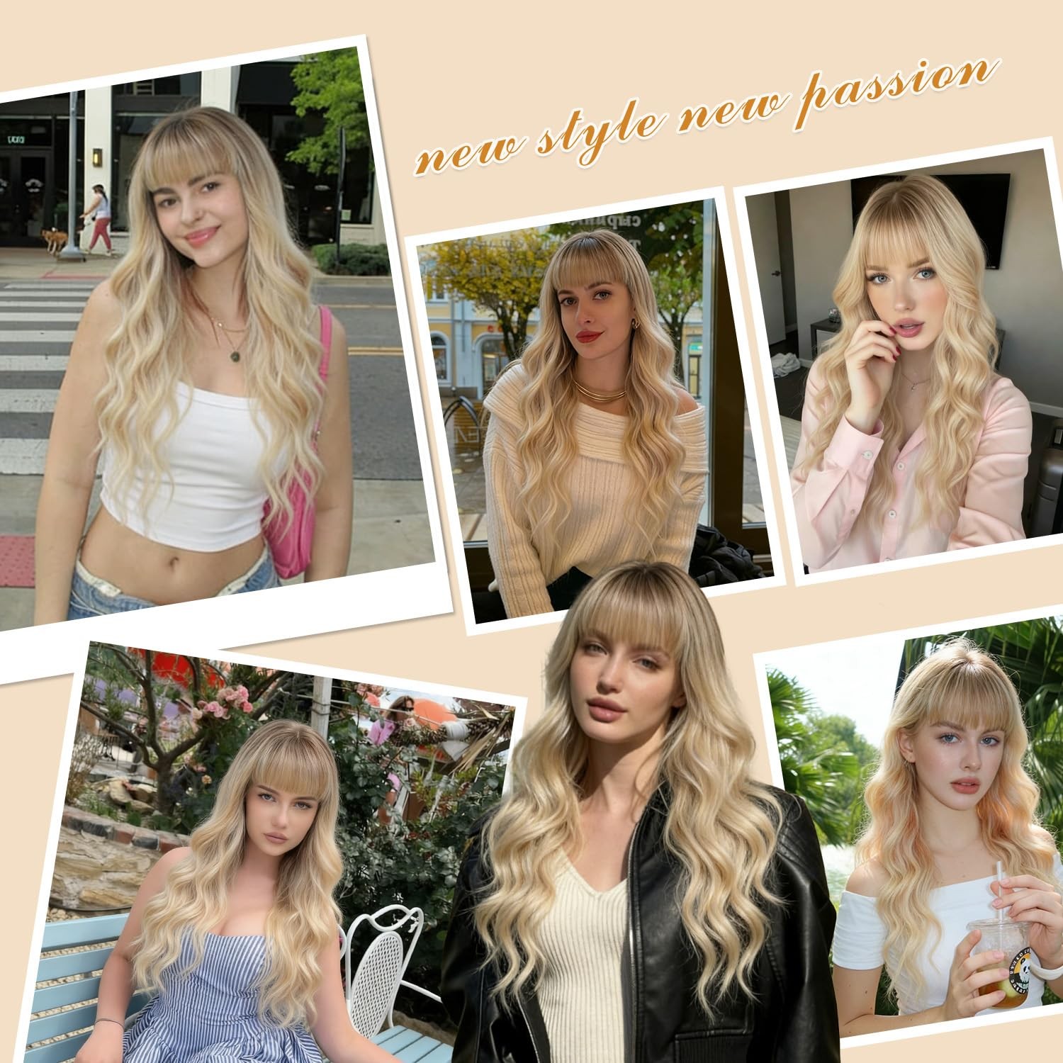 Blonde Wig with Bangs for Women 26 Inch Long Wavy Blonde Wigs Synthetic Heat …