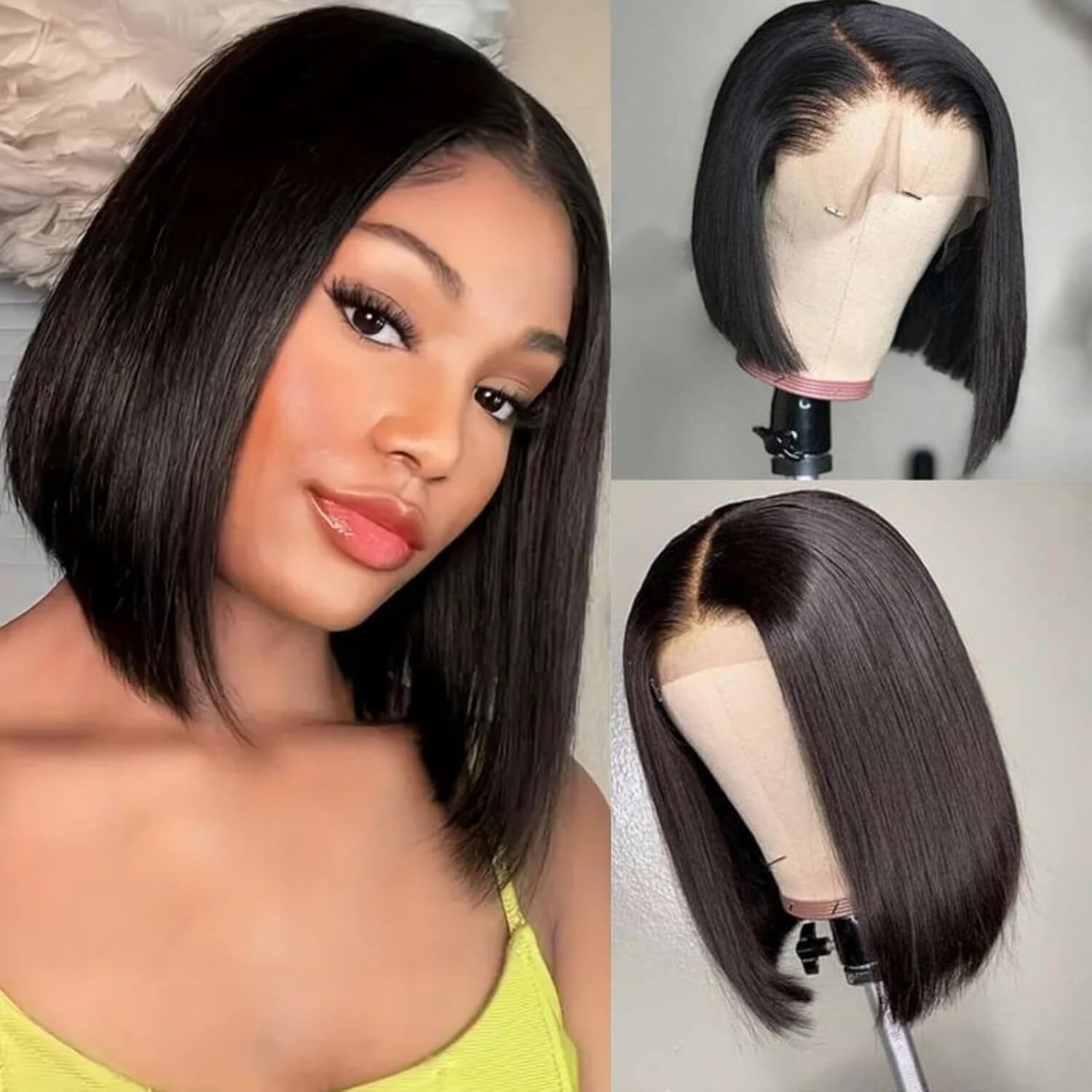 Bob Cut 5×5 Silk Base Full Lace Human Hair Wig Brazilian Remy Hair Silk Top Wigs