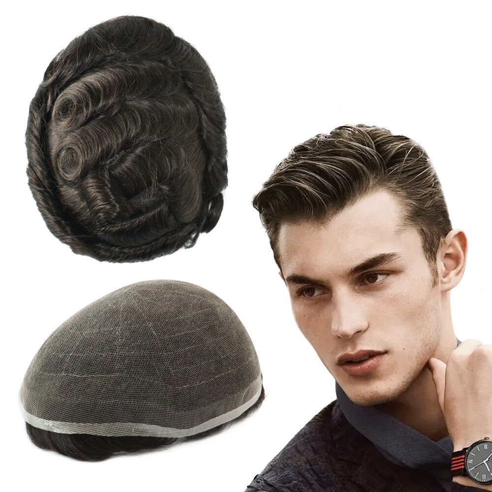 Men Toupee Hight Standard Perfect Bleached Knots French Lace Colored Hairpieces