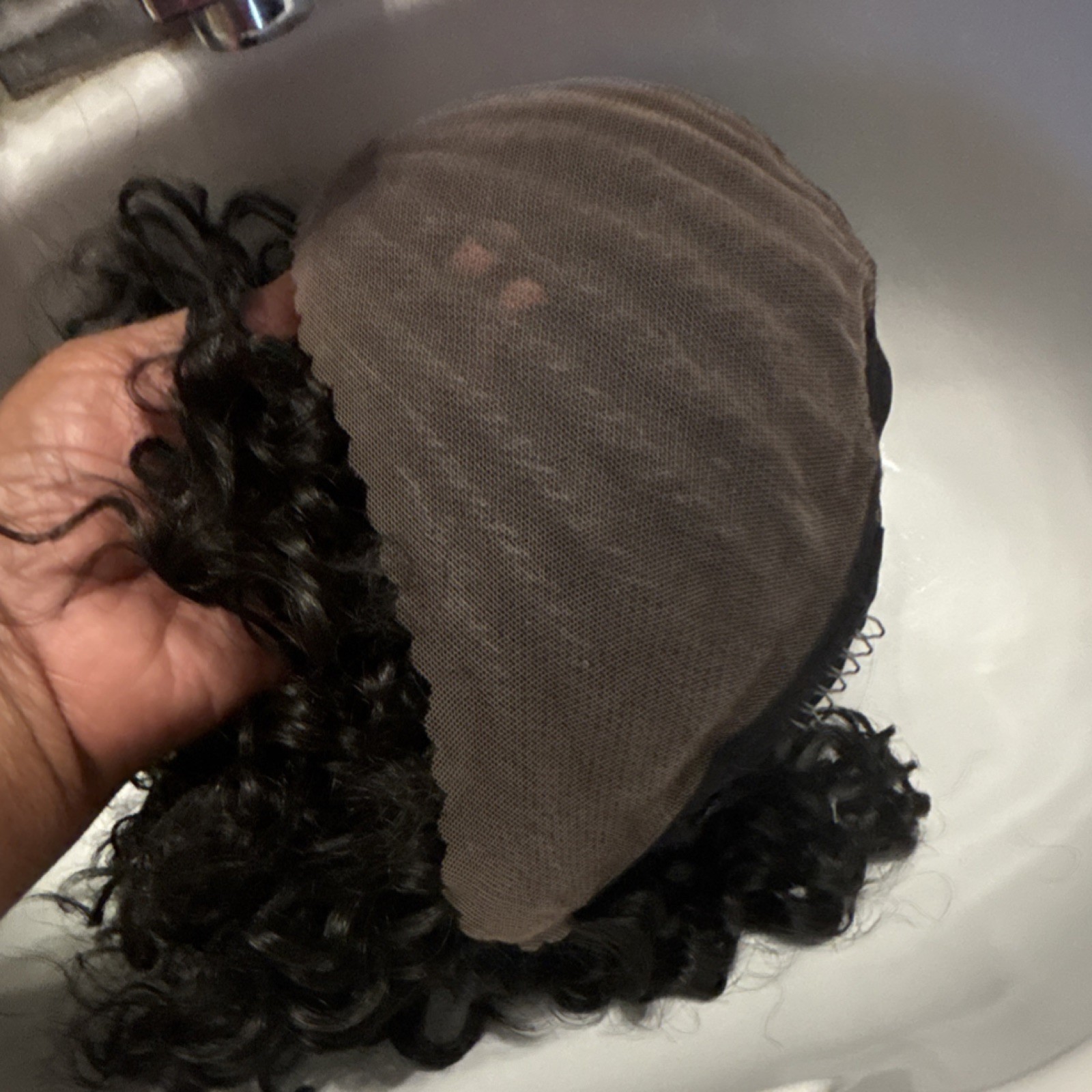 Braided Curly Lace Front 12 inch Human Hair Wig Medium Color 1b