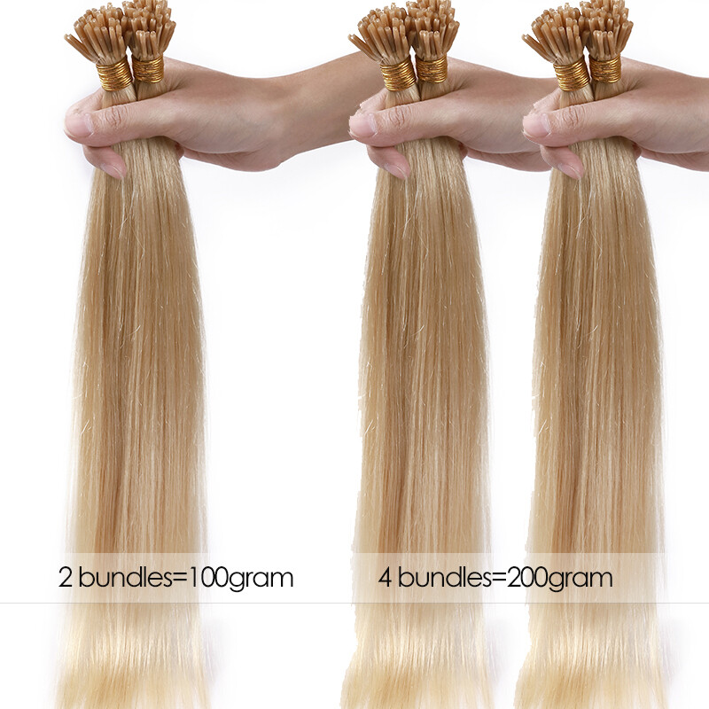 CLEARANCE I Tip Stick Blonde Russian Remy Human Hair Extensions Full Head 200g